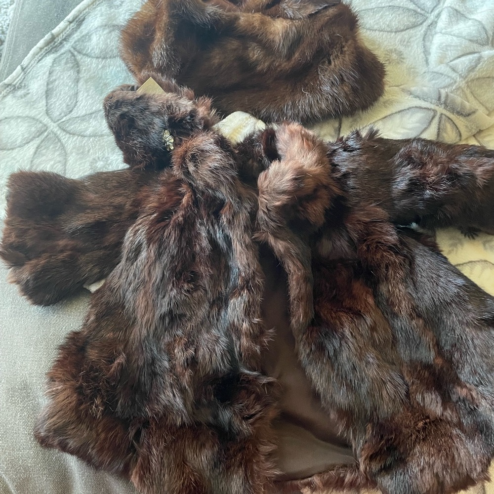 3 piece faux fur mink doll jacket
